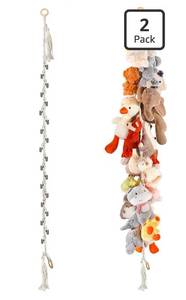 lot 7197 image: CERETIA 80 2-Pack Cotton Hanging Storage Chain For Stuffed Animals Storage with 20 Metal Clips