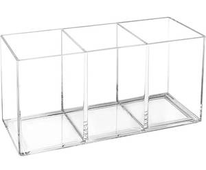 lot 7201 image: Acrylic Cutlery Organizer, 3-Sectio Clear Plastic Utensil Storage Caddy for Kitchen Countertop