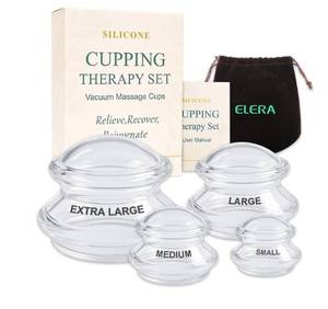 lot 7203 image: Silicone Cupping Therapy Set Transparent Massage Cups in 4 Sizes (XL, L, M, S) for Body Relaxation, Cellulite &amp Home Wellness (Gourd Shape 4-Pack)