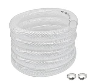 lot 7227 image: 34 ID x 1 OD - 10 Ft High Pressure Braided Clear PVC Vinyl Tubing Flexible Tube, Heavy Duty Reinforced Hose Tubing