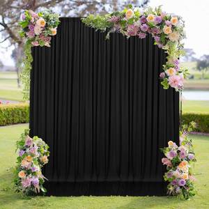lot 7228 image: MEETSKY Black Backdrop Curtains for Parties - 10ft x 8ft Party Photo Background Curtain Rod Pocket Fabric Drapes Panels for Boys Birthday Holiday Home Halloween Decoration, 5ft x 8ft, 2 Panels