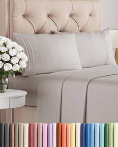 lot 7235 image: King Size 4 Piece Sheet Set - Comfy Breathable & Cooling Sheets - Hotel Luxury Bed Sheets for Women and Men - Deep Pockets, Easy-Fit, Soft and Wrinkle Free Sheets - Light Grey Oeko-Tex Bed Sheet Set