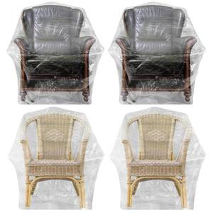 lot 7246 image: Abbylike 4 Pcs Plastic Furniture Covers Extra Large Recliner Armchair Patio Chair Covers Clear 65 x 42 x 34 Inch Waterproof Dust Proof Swivel Lounge Rocking Chair Protectors for Moving Storage