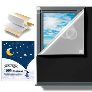 lot 7250 image: NIGHTON Portable Blackout Curtains 60x70, Strong Hook and Loop Tape Strips with Adhesive, Cuttable Blackout Window Cover, 100% Black Out Material Blinds for Baby Nursery or Travel - Black