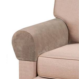 lot 7256 image: GAMUKAI 2 Pack Velvet Stretch Armrest Covers - Non Slip Sofa Chair Covers, Soft Elastic Arm Protectors for Living Room Couch, Office Chair, Recliner (Taupe)