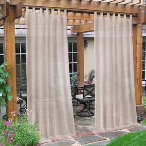 lot 7259 image: H.VERSAILTEX Outdoor Linen Sheer Curtains for Patio Waterproof - Outdoor Divider Privacy Added Light Filtering Porch Decor with Detachable Self-Stick Tab Top for Gazebo, Natural, 2 Pieces, W52 x L95