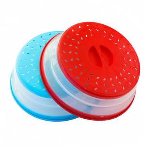 lot 7261 image: Pack of 2 Collapsible Microwave Food Cover, Splatter Guard,Vented Microwave Lid for Food,10.5inch, BPA free TPR, Dishwasher safe