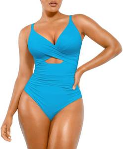 lot 7277 image: SHAPELLX Tummy Control Swimsuits Women Slimming Swimwear Bathing Suit for Women Plus Size Swimsuit (Blue,3X-Large)