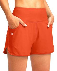 lot 7282 image: G Gradual Womens 3 High Waisted Swim Board Shorts with Pockets Quick Dry Swimsuit Bottoms Bathing Suit for Women with Liner(Orange,XL)