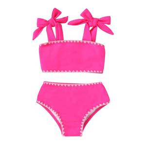 lot 7284 image: YOUNGER TREE Toddler Baby Girls Swimsuit Two Piece Solid Color Stripe Swimwear Summer Beach Bikini Bathing Suit 18M-6T(Pink 18-24 Months)