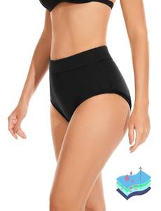 lot 7293 image: OVRUNS Period Swimwear Leakproof Bikini Brief Bottoms Waterproof Menstrual Swim Bottoms for Teens, Girls, Women Leopard XXXL