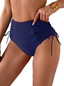 lot 7340 image: Eomenie Womens High Waisted Swimsuit Bottom Tummy Control Ruched Bikini Bottoms Side Tie Bathing Suit Swim Bottom Brown Medium