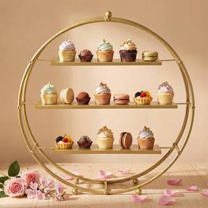 lot 7074 image: Shimeyao 1 Pcs Gold Cupcake Stand 22 Inch Tiered Dessert Stand Large Metal 3 Tier Serving Tray Round Gold Dessert Table Display for Wedding, Birthday Party, Catering Events