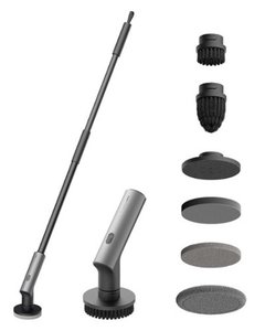 lot 7080 image: HOTO - Electric Spin Scrubber, Cordless Scrubber with extension pole, 6 Brush Heads, IPX7 Waterproof - Black