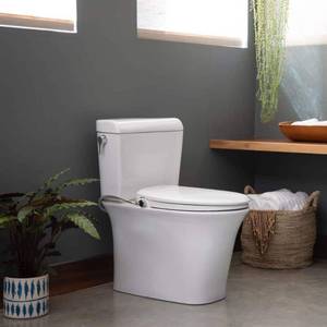 lot 7087 image: Brondell Bidet Toilet Seat Non-Electric Ecoseat  Fits Elongated Toilets  White - Dual Nozzle System  Ambient Water Temperature - Easy Installation  Elongated Size