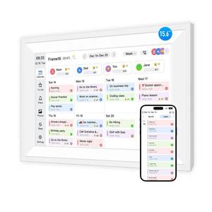 lot 7097 image: Fotocube 15.6 Digital Calendar Wall Planner Chore Charts and To Do List HD Smart Touch Screen Interactive display Desk Calender for Family Schedules Built-in Digital Photo Frame Function 64GB 19201080P White