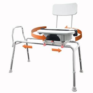 lot 7098 image: Eagle Health Supplies Sliding Shower Chair Tub Transfer Bench with Cut-Out Seat, FSAHSA Eligible, Height Adjustable Shower Benches, Inside Shower, Swivel Shower Chair for Elderly and Disabled, 77663