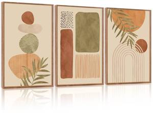 lot 7104 image: LHIUEM Boho Abstract Sage Framed Canvas Wall Art,Bohemian Neutral Wall Decor,Mid Century Beige Painting,Natural Minimalist Line Artwork for Living Room,Bedroom,Dining Room -24x36x3