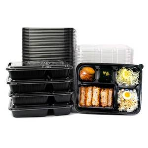 lot 7107 image: FEXTA 5 Compartment Meal Prep Containers With Lids - (50 Pack) Plastic Food Bento Boxes Stackable Reusable Disposable Microwaveable Safe