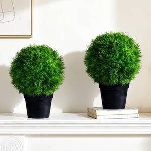lot 7108 image: Bailikang 2PCS Artificial Boxwood Topiary Ball Plant, Artificial Plants Decor Fake Potted Plants for Desktop, Bookshelf, Fireplace with Realistic Leaves in Decorative Pot