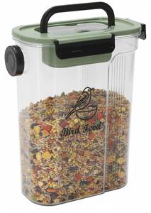 lot 7123 image: Bird Food Container,Pet Food Storage Bin with Side Pouring Spout and Handle,5lb Bird Seed Storage Container
