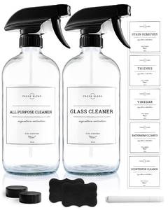 lot 7127 image: Vine Creations Glass Spray Bottles, 2 Pack Refillable Spray Bottles for Cleaning Solutions, Plant Misters, Clear Glass Spray Bottle for hair, 16 oz Mister Spray Bottle