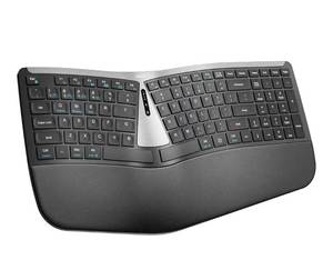 lot 7129 image: Nulea RT07B Wireless Ergonomic Split Keyboard, Wrist Rest, Natural Typing, Bluetooth and USB Connectivity, USB-C Rechargeable,Compatible with Windows Mac (Silver Black)