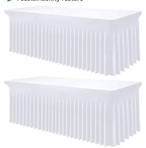 lot 7147 image: Smiry Spandex Tablecloth 2 Pack, Elastic Fitted Stretch Tablecloth for 8FT Rectangle Tables