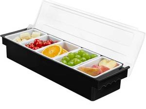 lot 7152 image: Ice Chilled Serving Tray Condiment Pots 5 Compartment Condiment Server Caddy (5 Compartments)