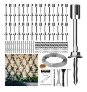 lot 7154 image: Wire Trellis for Climbing Plants Outdoor, 30-Set Wall Wire Trellis Kit with 564(2mm) x 150ft Stainless Steel Cable, T316 Espalier System for Fence and Garden DIY Projects