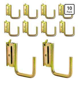 lot 7156 image: 10-Pack 2-Inch J Hooks for E-Track and X-Track RailsGalvanized alloy steel 400 lb working load for hanging cords, straps, hoses, ropes, and tools in trailers and garages