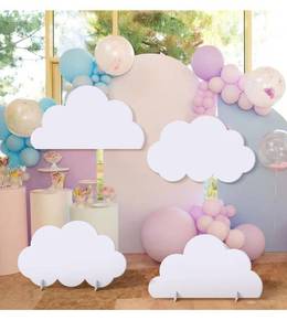lot 7157 image: 4 Pcs Large White Cloud Cardboard Cutout Standup Life Size Birthday Party Decorations White Cloud Cardboard Cutouts for Baby Shower Birthday Party Photo Backdrop Favors
