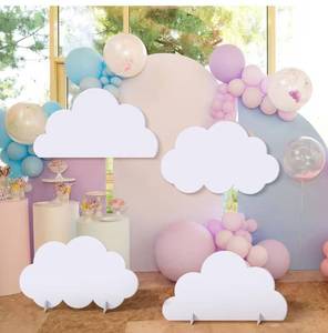 lot 7158 image: 4 Pcs Large White Cloud Cardboard Cutout Standup Life Size Birthday Party Decorations White Cloud Cardboard Cutouts for Baby Shower Birthday Party Photo Backdrop Favors