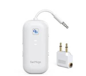 lot 7168 image: 2026 Upgraded Airplane Bluetooth 5.4 Transmitter Bluetooth Adapter, ElecMoga Airplane Travel Essentials Supports 2 AirPods or Headphones, 2-in-1 AUX Wireless Transmitter Receiver for TV, Car, White - Color Pure White