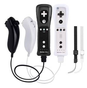 lot 7177 image: Premium 2Pack Wii Replacement Controllers with Built-in Motion Plus & Broad Compatibility, Wii Remotes 2 Pack with Nunchucks, Wrist Straps and Silicon Cases for Wii and Wii U