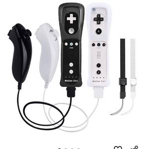 lot 7184 image: Premium 2Pack Wii Replacement Controllers with Built-in Motion Plus & Broad Compatibility, Wii Remotes 2 Pack with Nunchucks, Wrist Straps and Silicon Cases for Wii and Wii U