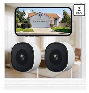 lot 7185 image: INFIYA 2K No Drill Window Camera-2 Pack 2.4Ghz & 5Ghz WiFi Dome Cameras for Home Security for Indoor & Outdoor Monitoring, Color Night Vision, Human Detection, 247 Recording, Ideal for Apartment, K1