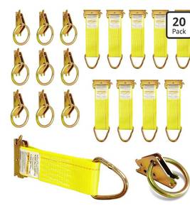 lot 7186 image: 10 Pack E-Track O-Rings & 10 Pack 2 x 6 Rope Tie-Off Tie Down Anchors, 2 Diameter OD Rings - 1,500 lb Working Load Limit
