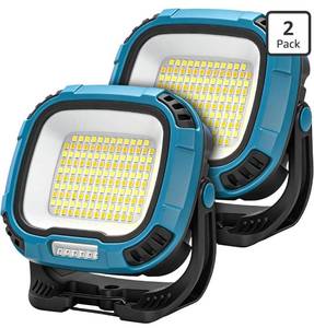 lot 7187 image: 2Pack 6000mAh Rechargeable Work Light, 4000LM Magnetic Light136-LED Magnetic Work Light, Hook, IP65 Waterproof, 30H Runtime, Portable Shop Light, Car Repair, Outdoors, Emergency(Blue)