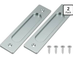 lot 7190 image: uxcell 2 Pcs Rectangle Recessed Sliding Door 7 Finger Flush Pulls, Handle Stainless Steel Recessed Pocket Door Pull