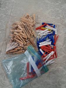 lot 87 image: Clothespin Lot Wooden and Plastic Utility Clips Bulk Bundle
