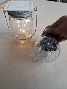 lot 121 image: Solar LED String Light Lantern and Crackle Ball Light Set