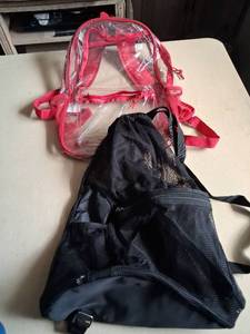 lot 123 image: Clear Backpack Set 2 Piece Red Black Mesh Pockets
