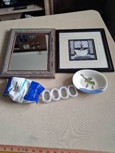 lot 129 image: Picture Frame Mirror Framed Print Bowl Epsom Salt Decor Lot