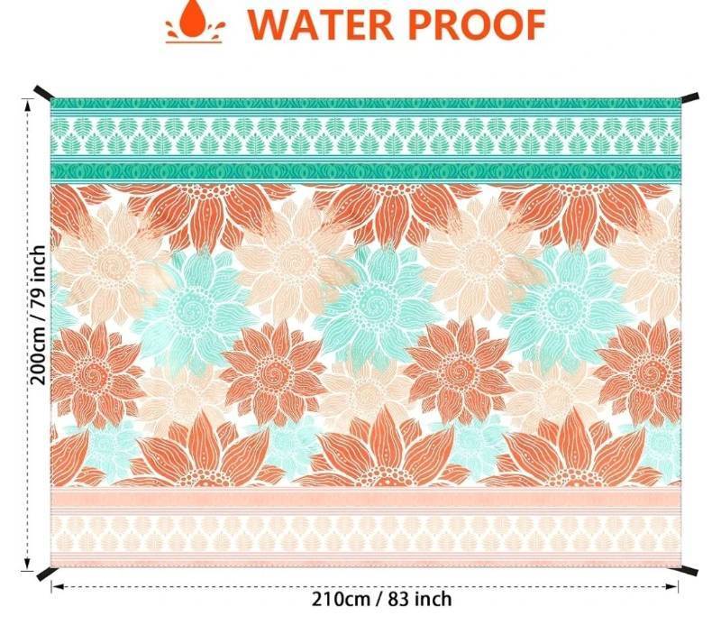 lot 63722 image: Beach Blanket Waterproof Sandproof Extra Large Beach Mat 79 X 83120x108for 1-8 Adults Quick Drying Durable Outdoor Picnic Mat for Beach Travel Camping Hiking - Retail $25