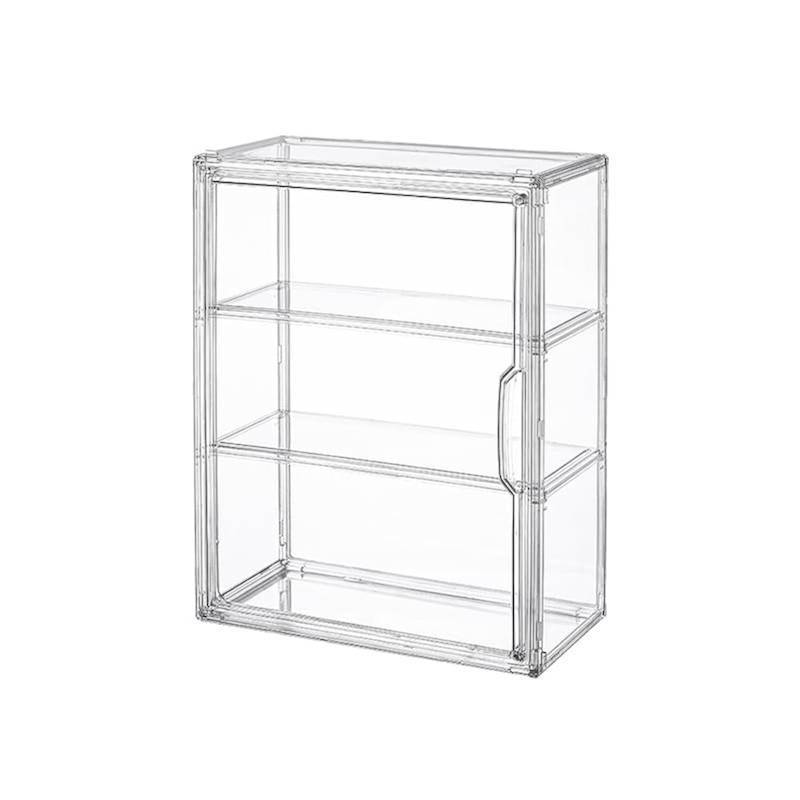 lot 38294 image: 3 Tiers Clear Display Case for Figures, Acrylic Storage Organizers Box with Magnetic Door, Wall-Mounted Dustproof Showcase for Collectibles Action Figure(4PACK Wall-Mounted Medium) - Retail $60