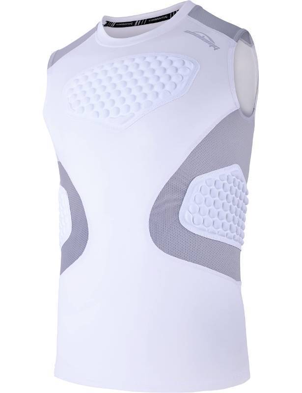 lot 72748 image: Youth Baseball Padded Shirt Kids Chest Protector Rib Heart Guard Sternum Protection for Football Softball Lacrosse Rugby White M - Retail $27