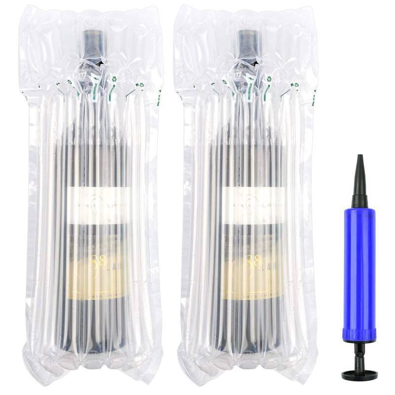 lot 72789 image: 4 Pack Wine Bottle Travel Bags with Pump - Inflatable Protective Air Column Bags for Shipping & Luggage - Retail $6