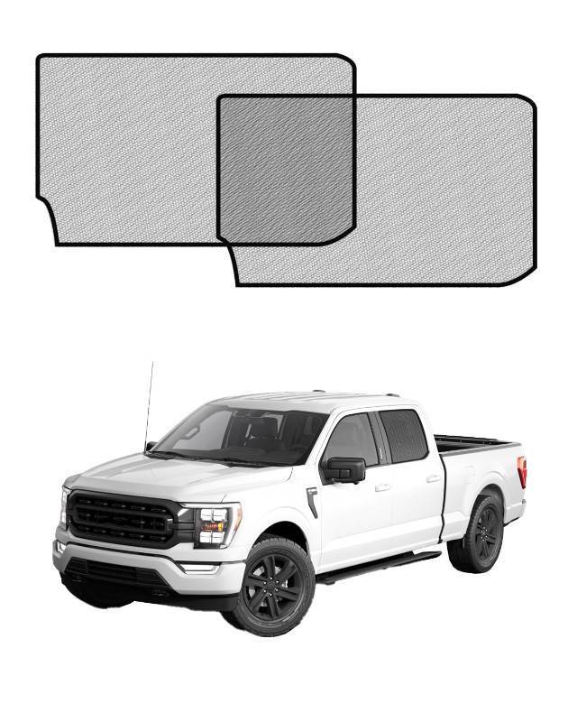 lot 72899 image: Car Window Shades for Ford F-150 (2021��2025), 2-Pack Rear Window Sun Shades for Baby �� Breathable Mesh, UV & Heat Blocker, Privacy Protection for Camping, Travel, Sleep & Nursing - Retail $30