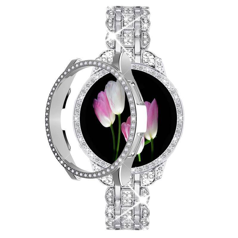 lot 17609 image: Bling Band Case Compatible with Samsung Galaxy Watch 7 40mm, Women Replacement Dressy Strap& Cover for Samsung Watch 7, Silver - Retail $20